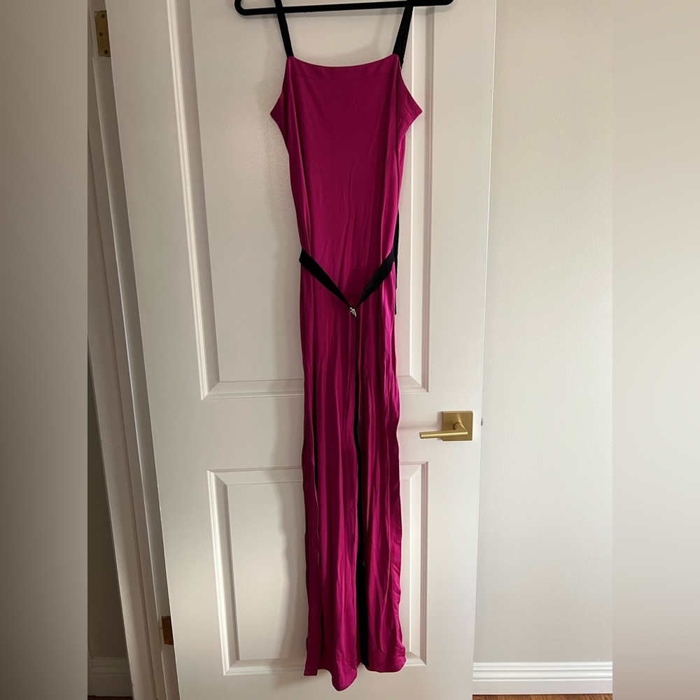 Yigal Azrouel cinched waist dress with belt. Maxi with slits on side